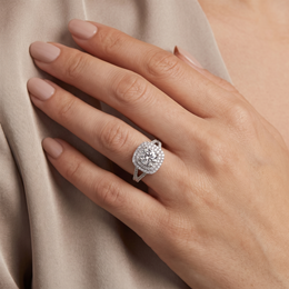 1.80 CT Round Lab Created Diamond Double Halo Ring in 14K White Gold