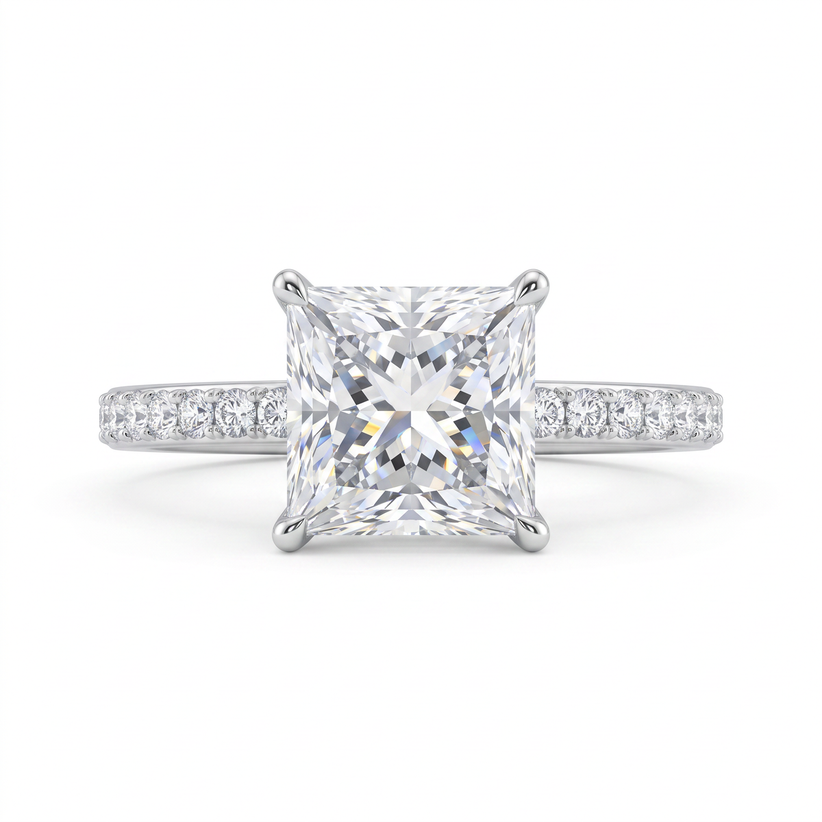 Princess Cut Lab Created Diamond Solitaire Ring in 14K White Gold Main image