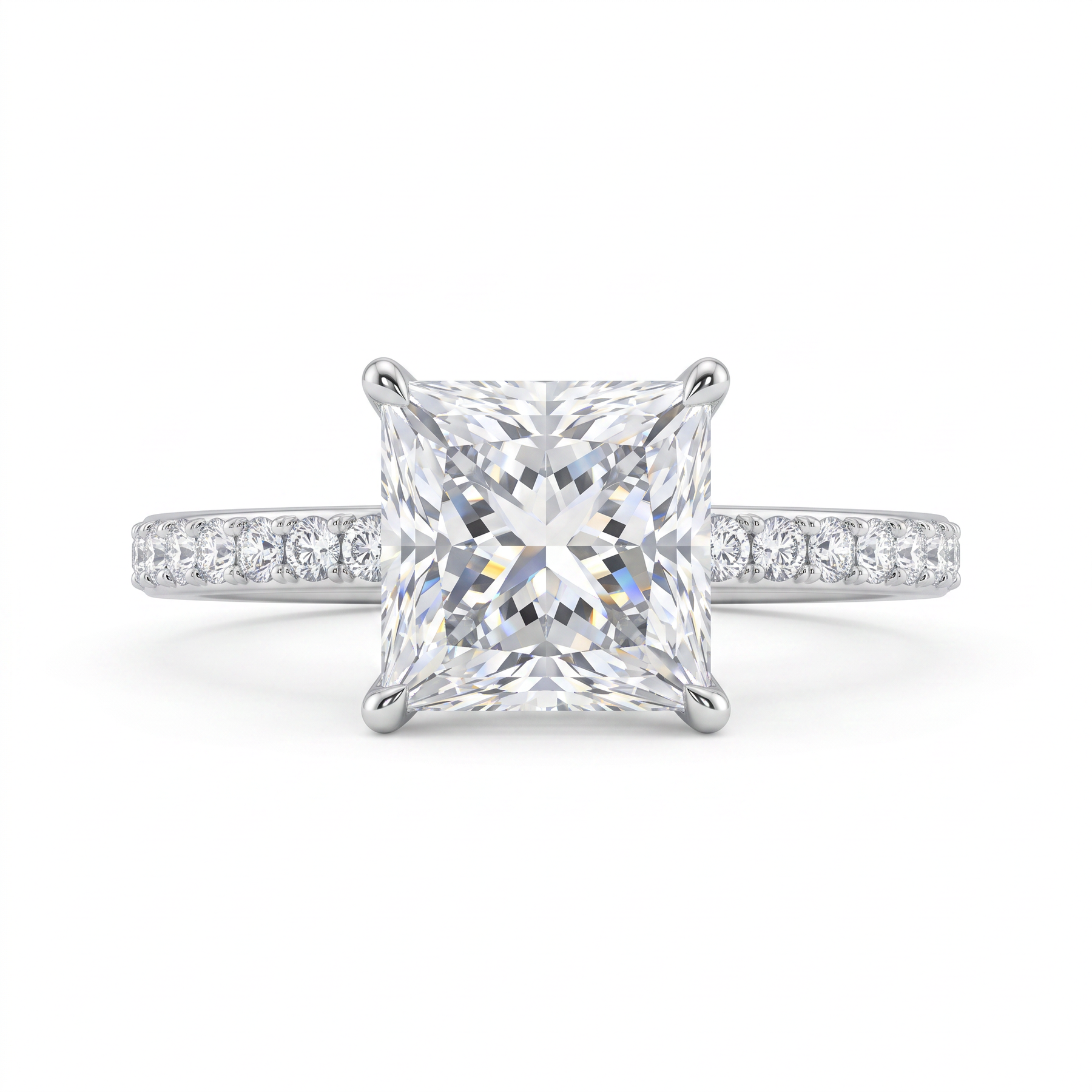 Princess Cut Lab Created Diamond Solitaire Ring in 14K White Gold