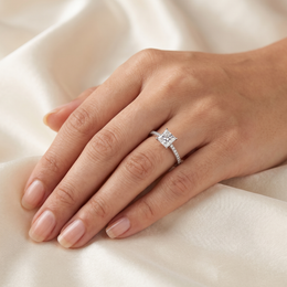 Princess Cut Lab Created Diamond Solitaire Ring in 14K White Gold