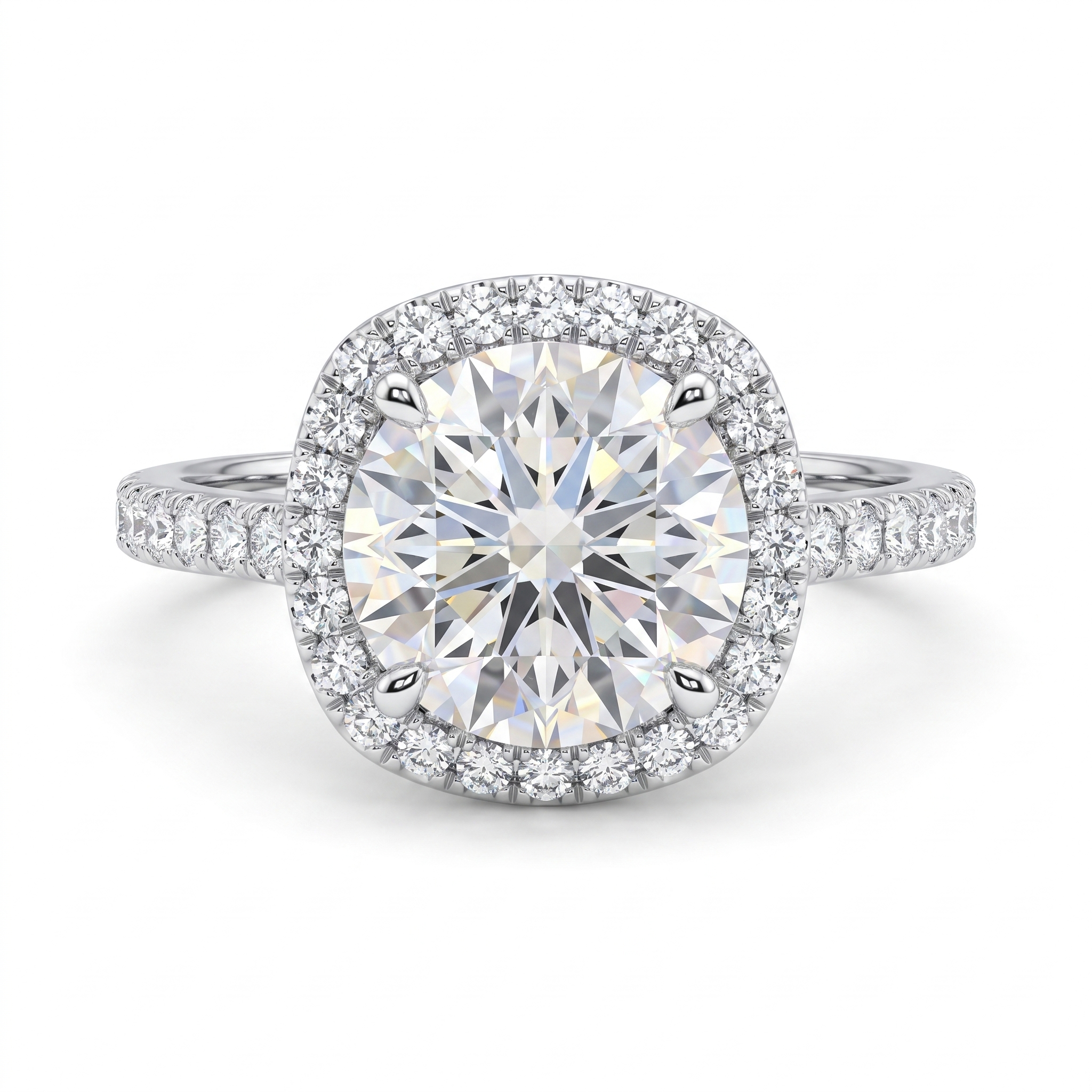 3.18 Ct Lab Created Diamond Cushion Halo Ring in 14K Fine Gold Secondary image