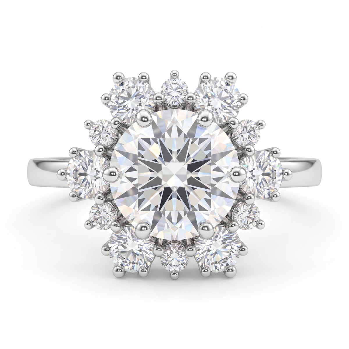 1.01 Ct Lab Created Diamond Round Floral Halo Ring in 14K Fine Gold Main image
