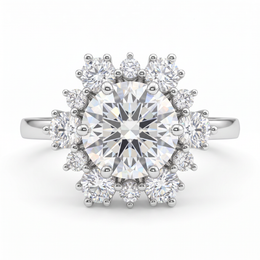 1.01 Ct Lab Created Diamond Round Floral Halo Ring in 18K Fine Gold