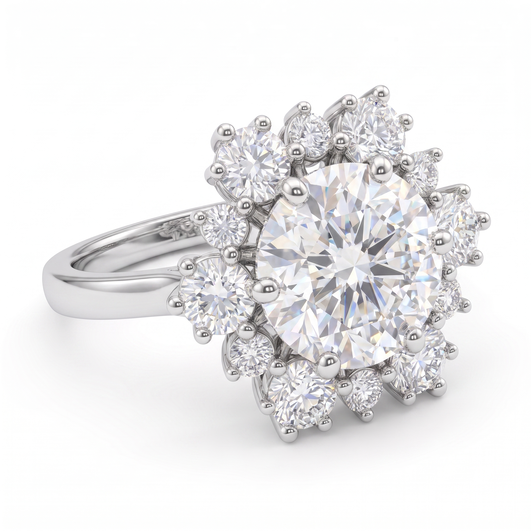 1.01 Ct Lab Created Diamond Round Floral Halo Ring in 14K Fine Gold Secondary image