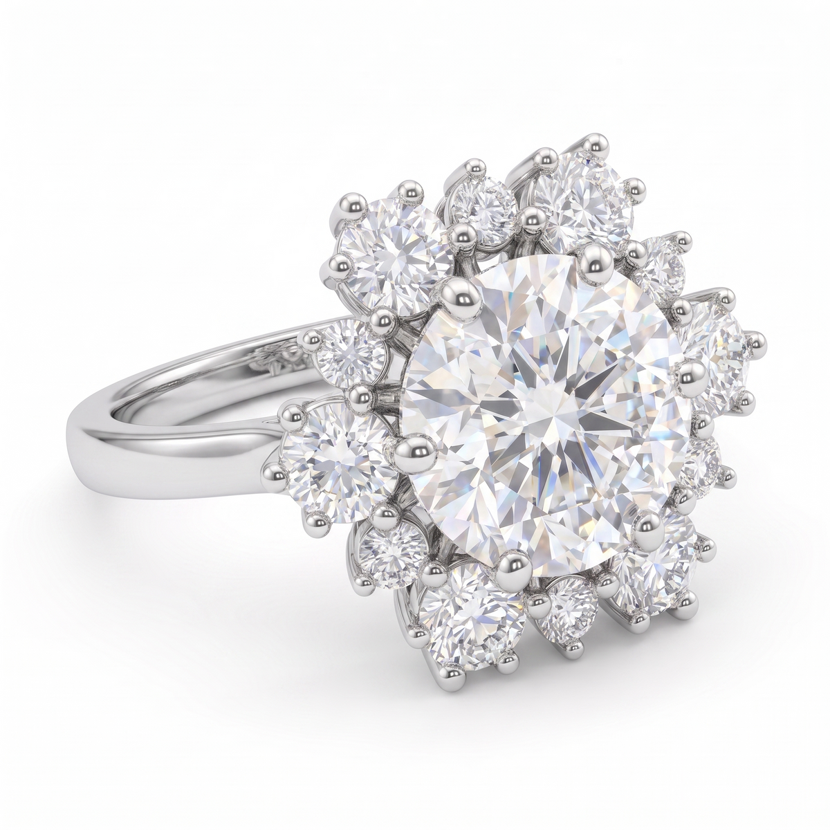 1.01 Ct Lab Created Diamond Round Floral Halo Ring in 14K Fine Gold