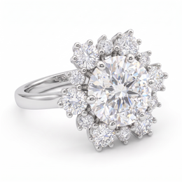 1.01 Ct Lab Created Diamond Round Floral Halo Ring in 18K Fine Gold