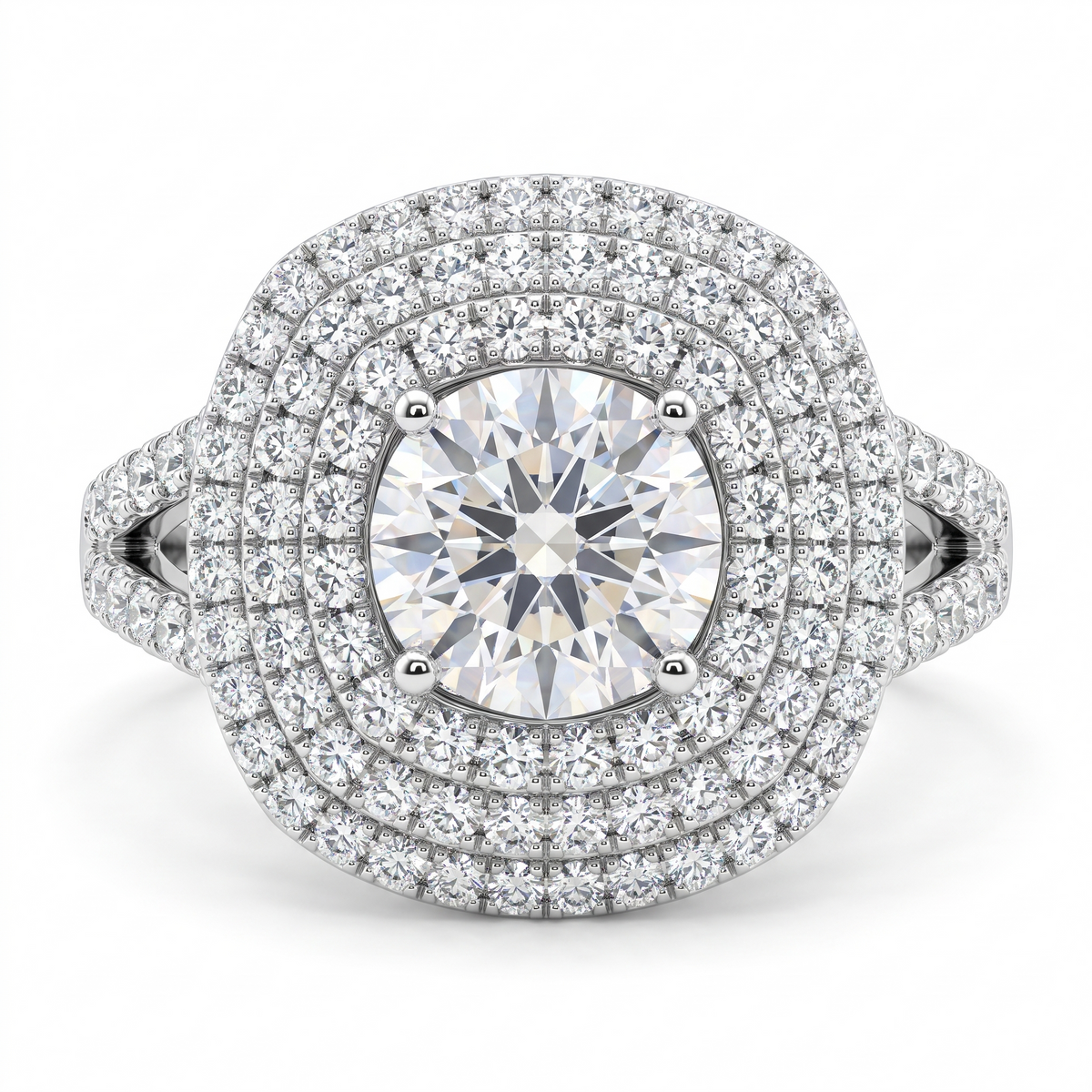 1.20 Ct Lab Created Diamond Multi-Halo Statement Ring in 14K Fine Gold – VVS1 Main image