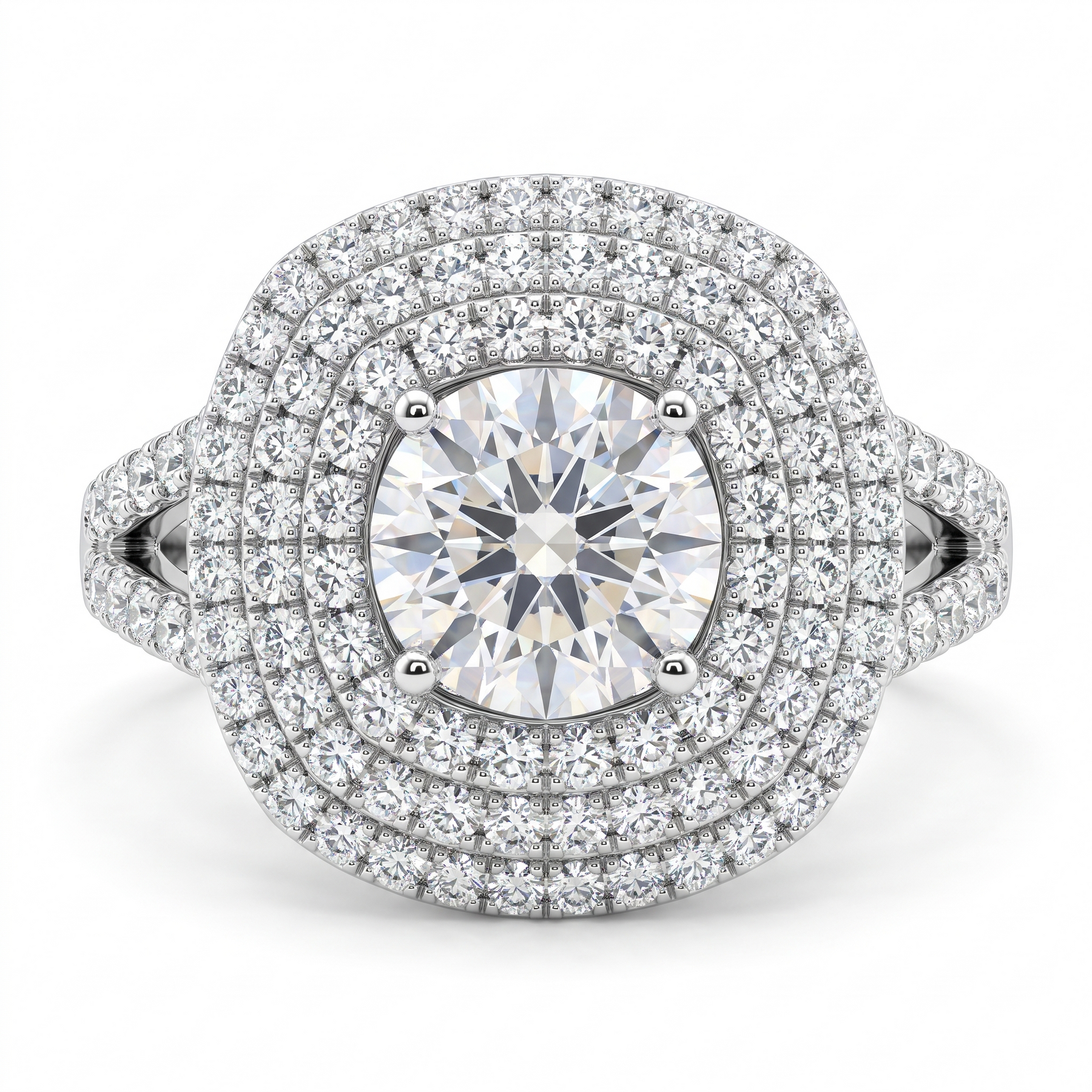 1.20 Ct Lab Created Diamond Multi-Halo Statement Ring in 18K Fine Gold – VVS1