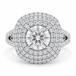 1.20 Ct Lab Created Diamond Multi-Halo Statement Ring in 18K Fine Gold – VVS1