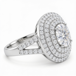 1.20 Ct Lab Created Diamond Multi-Halo Statement Ring in 18K Fine Gold – VVS1