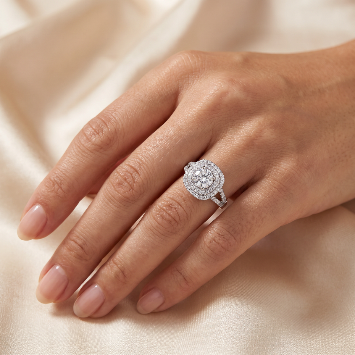 1.20 Ct Lab Created Diamond Multi-Halo Statement Ring in 14K Fine Gold – VVS1