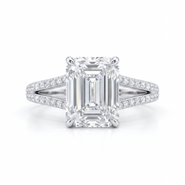 3.00 Ct Lab Created Diamond Emerald-Cut Split Shank Ring in 18K Fine Gold