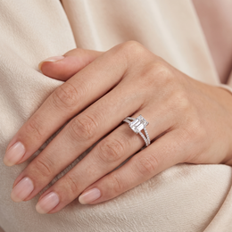3.00 Ct Lab Created Diamond Emerald-Cut Split Shank Ring in 18K Fine Gold