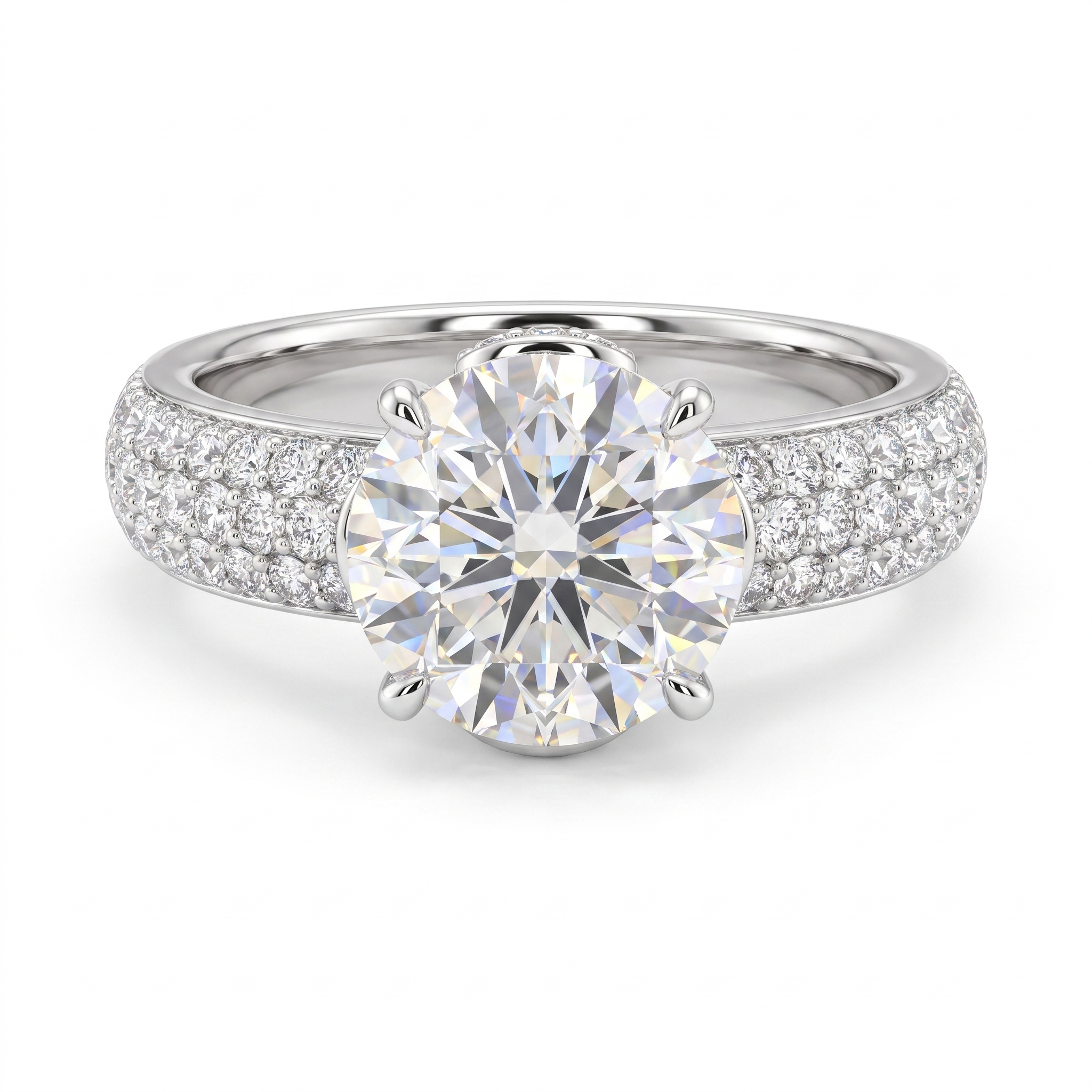 1.20 Ct VVS1 Lab Created Diamond Round Brilliant Pavé Ring in 14K Fine Gold Secondary image
