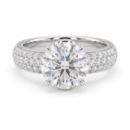 1.20 Ct VVS1 Lab Created Diamond Round Brilliant Pavé Ring in 18K Fine Gold