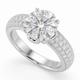 1.20 Ct VVS1 Lab Created Diamond Round Brilliant Pavé Ring in 18K Fine Gold