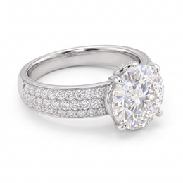 1.20 Ct VVS1 Lab Created Diamond Round Brilliant Pavé Ring in 18K Fine Gold