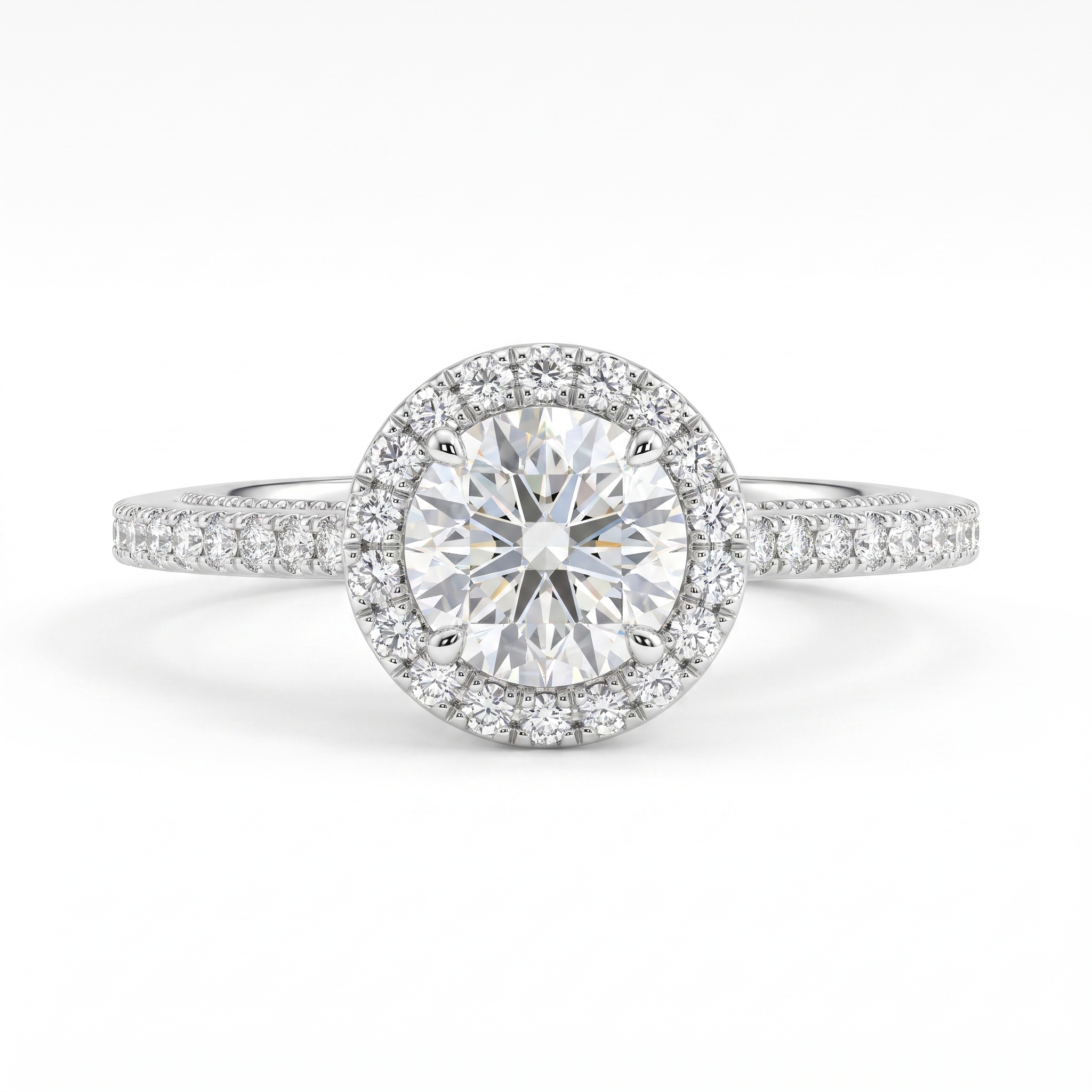 0.95 Ct VVS1 Lab Created Diamond Oval Halo Ring in 14K Fine Gold Secondary image