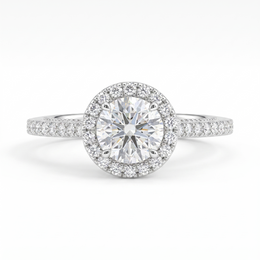 0.95 Ct VVS1 Lab Created Diamond Oval Halo Ring in 18K Fine Gold