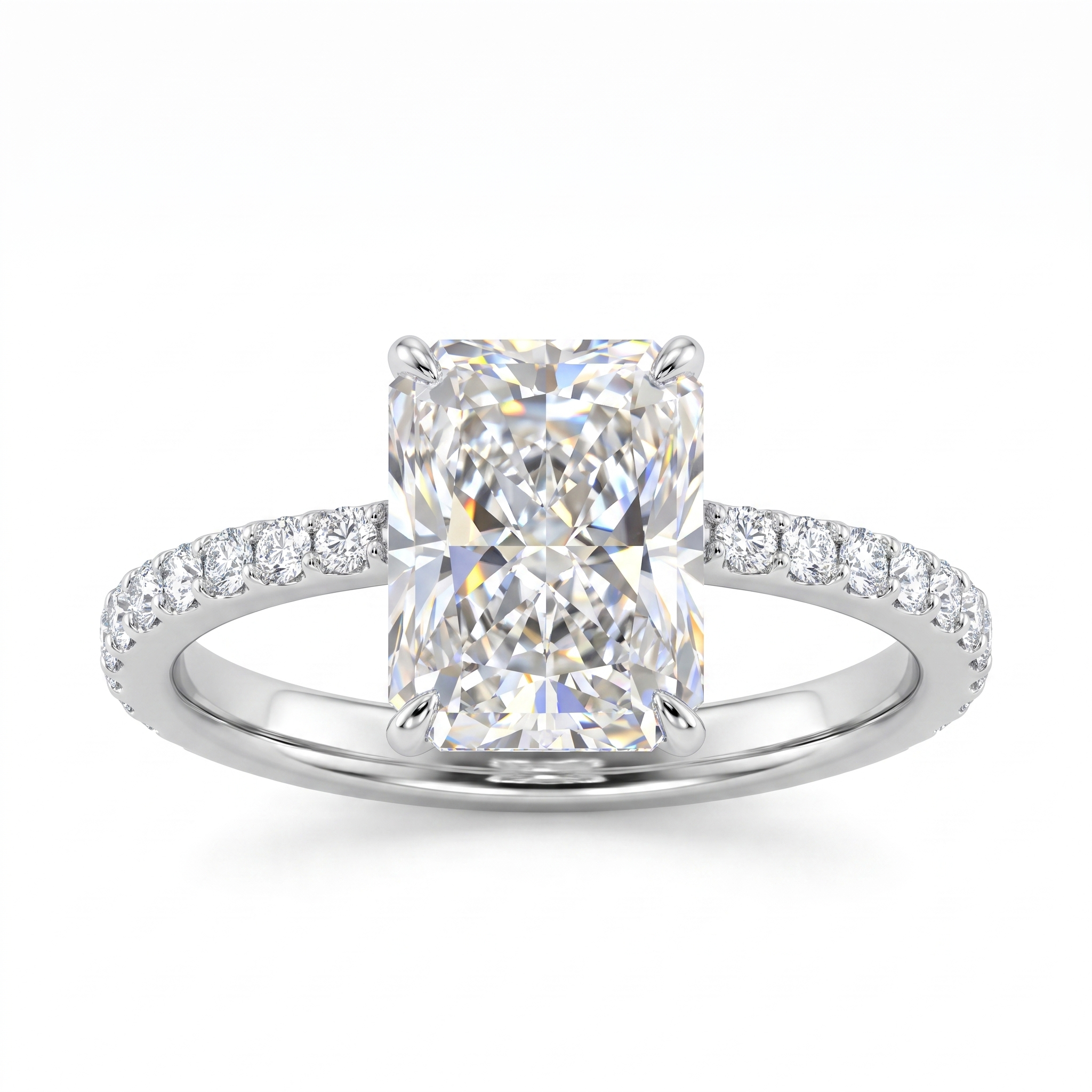 3.00 Ct Lab Created Diamond Radiant-Cut Pavé Ring in 14K Fine Gold Secondary image