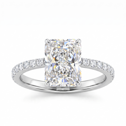 3.00 Ct Lab Created Diamond Radiant-Cut Pavé Ring in 14K Fine Gold