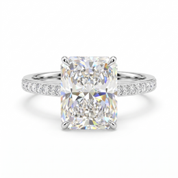 3.00 Ct Lab Created Diamond Radiant-Cut Pavé Ring in 14K Fine Gold