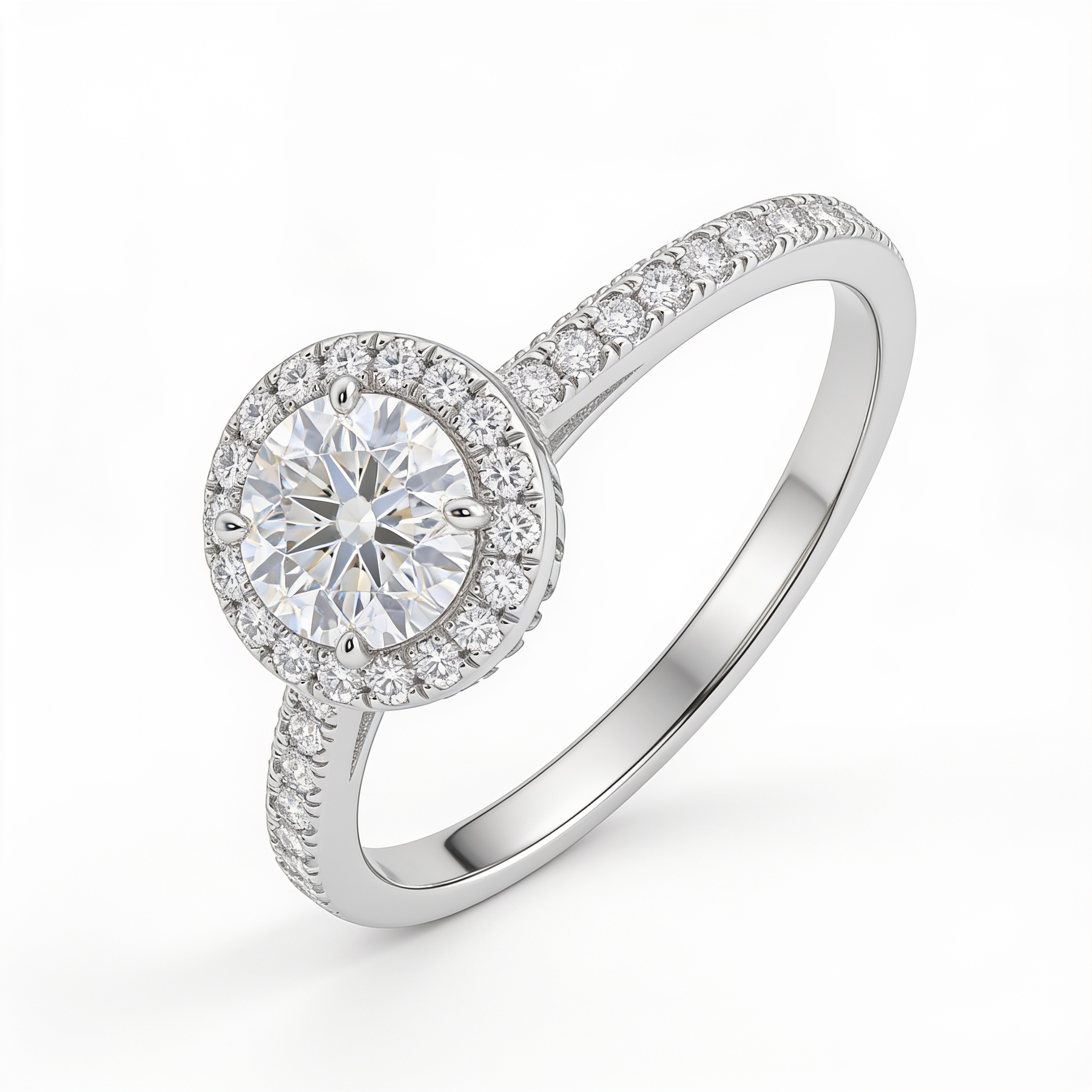 0.95 Ct VVS1 Lab Created Diamond Oval Halo Ring in 18K Fine Gold