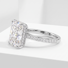 3.00 Ct Lab Created Diamond Radiant-Cut Pavé Ring in 14K Fine Gold