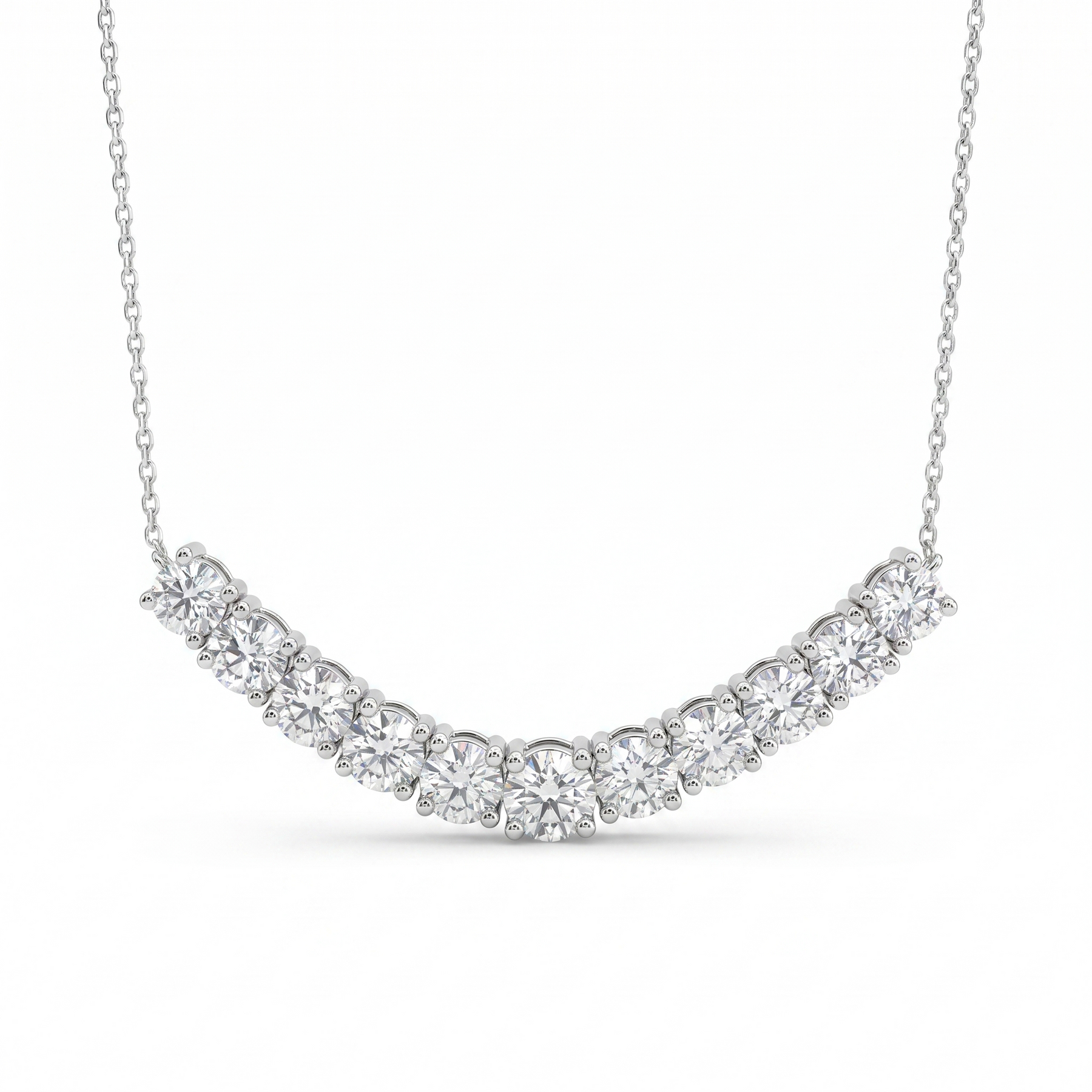 3.78 Ct Lab Created Diamond Graduated Round Necklace in 18K Fine Gold