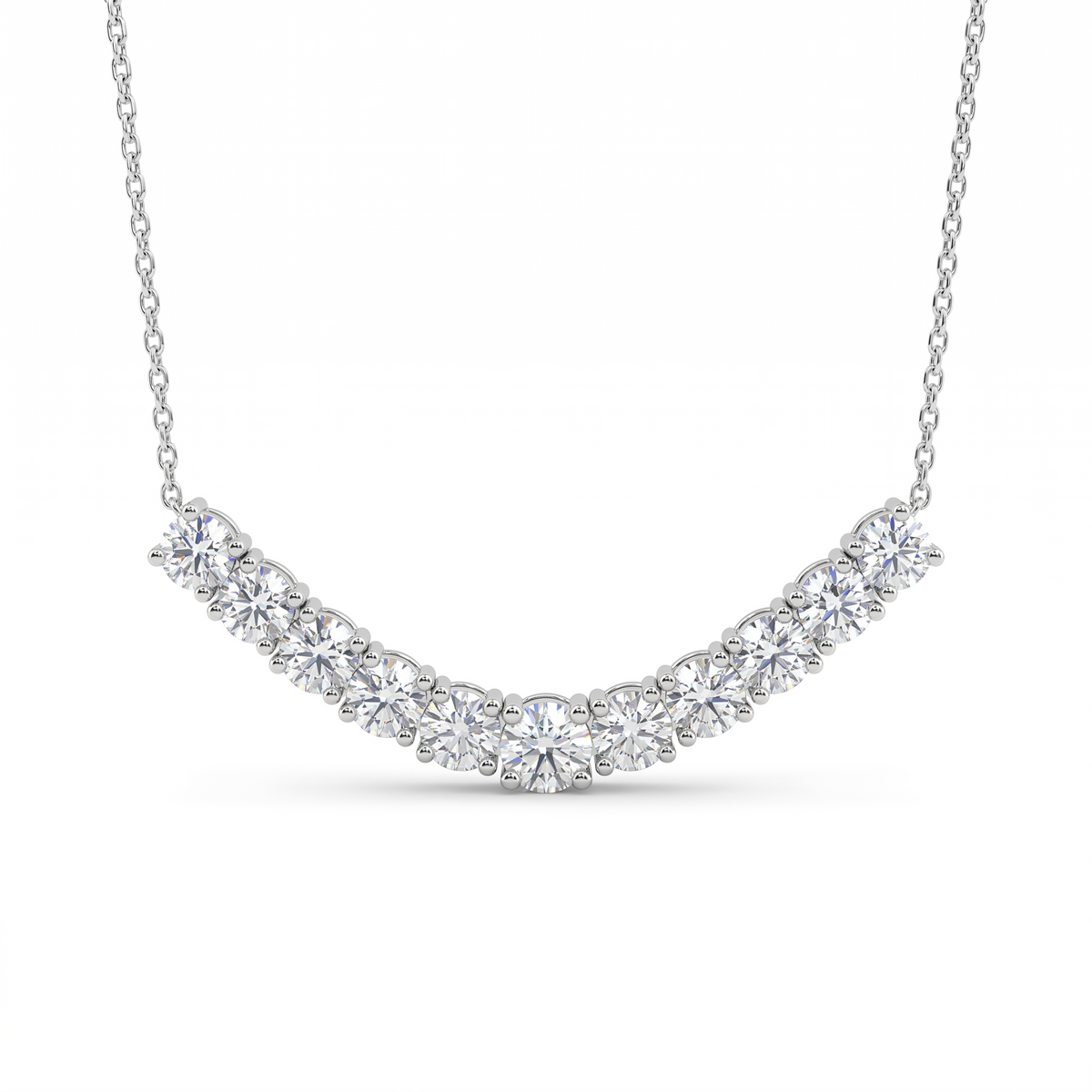 3.78 Ct Lab Created Diamond Graduated Round Necklace in 14K Fine Gold