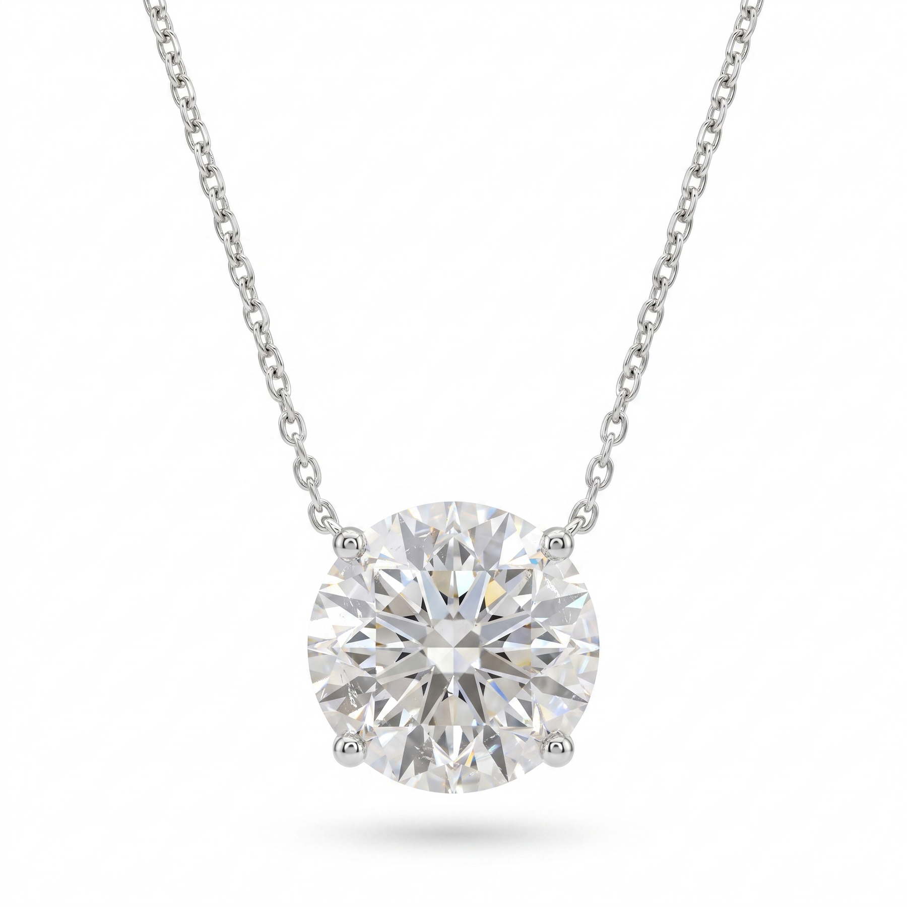 3.00 Ct Lab Created Diamond Round Solitaire Pendant Necklace in 18K Fine Gold