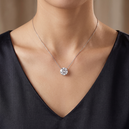 3.00 Ct Lab Created Diamond Round Solitaire Pendant Necklace in 18K Fine Gold
