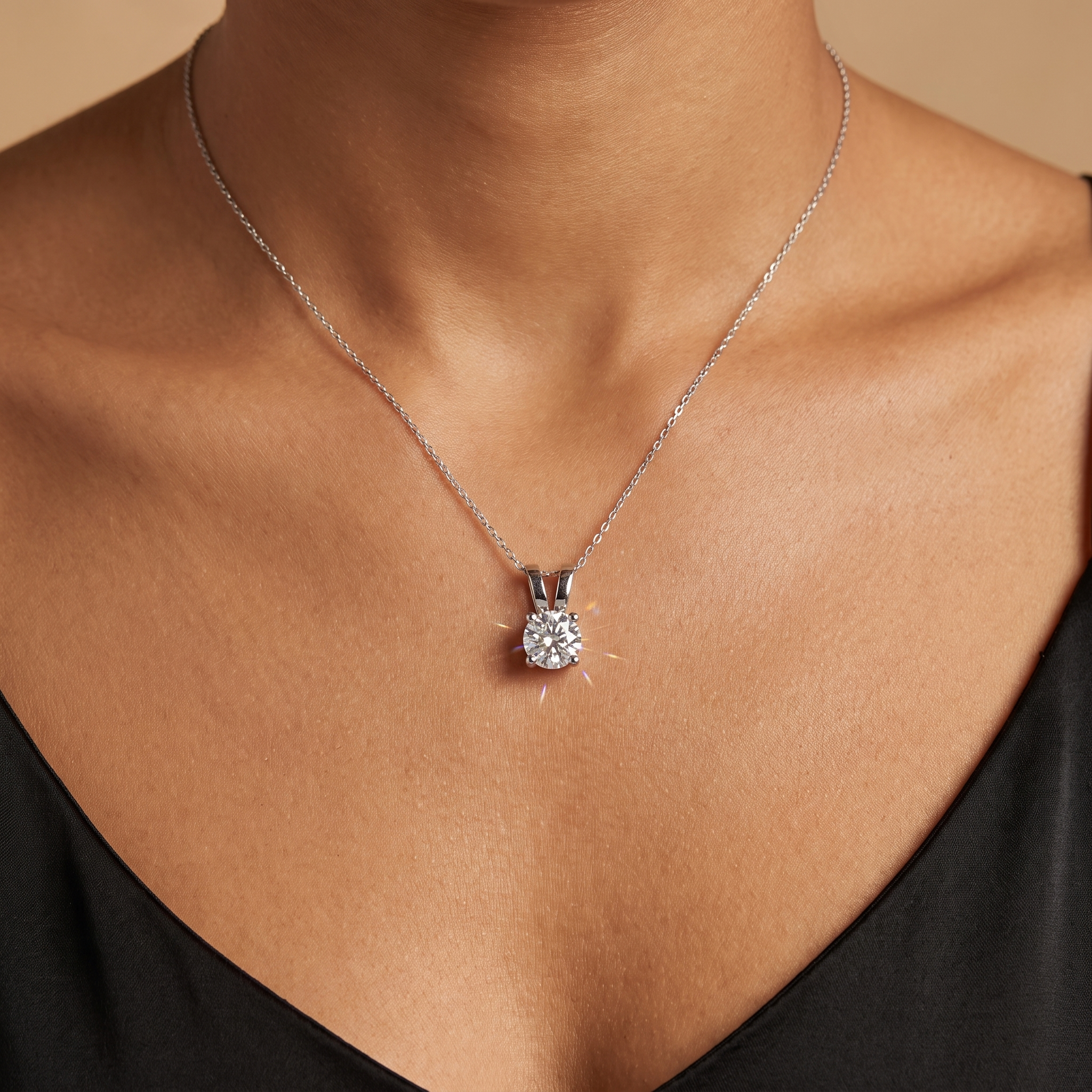 1.00 Ct Lab Created Diamond Round Solitaire Pendant Necklace Secondary image