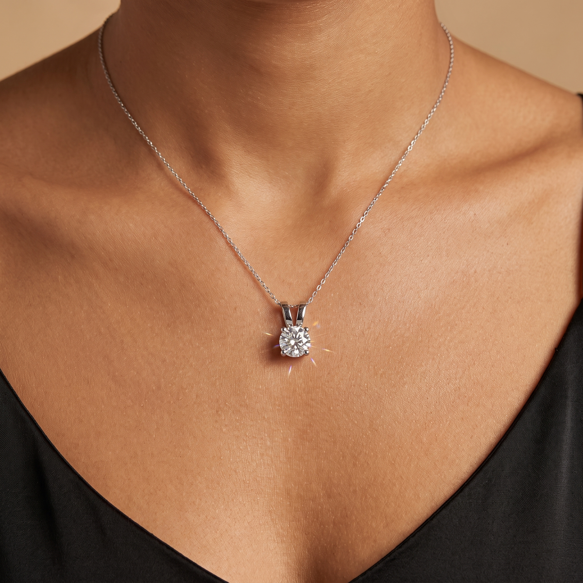1.00 Ct Lab Created Diamond Round Solitaire Pendant Necklace