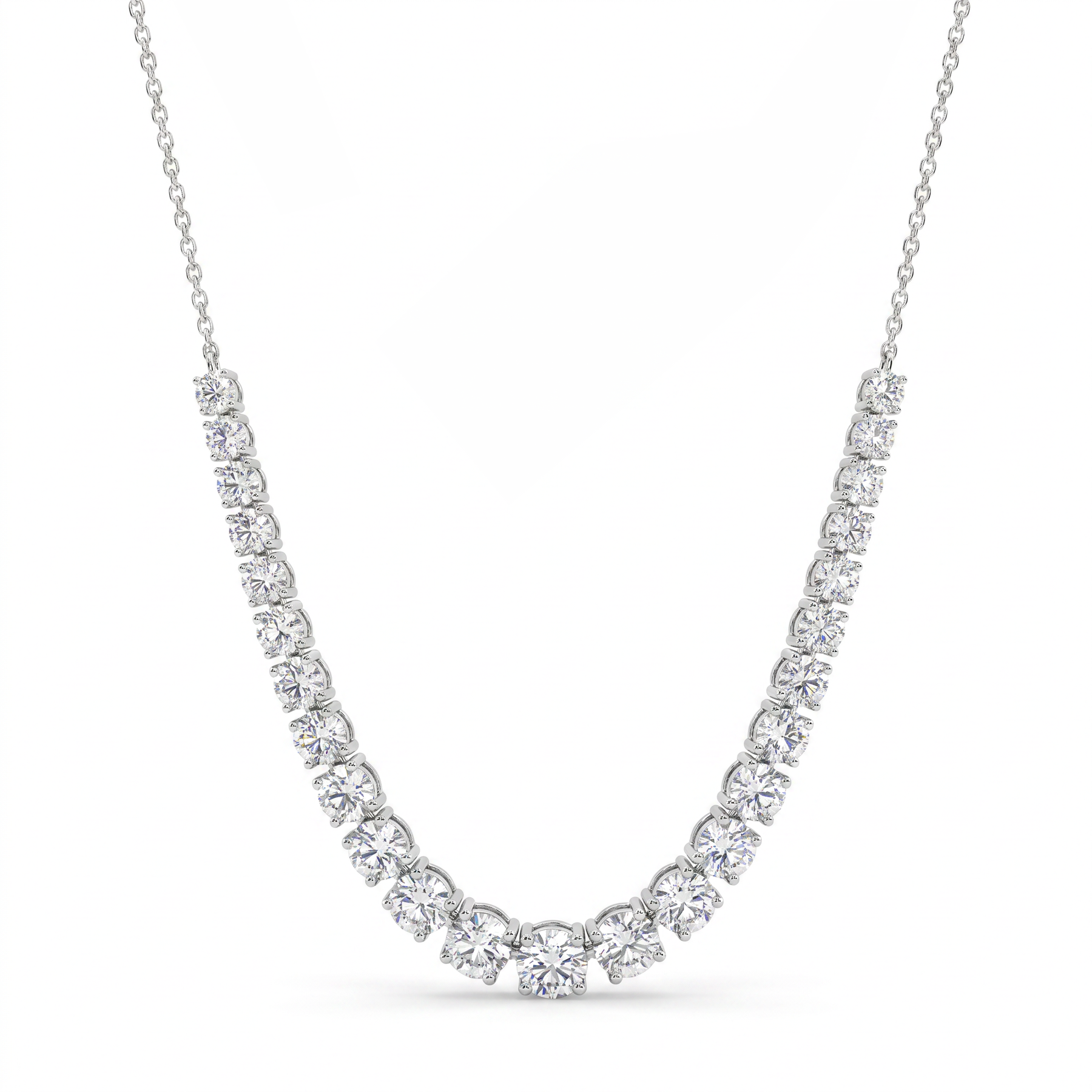 2.62 Ct Lab Created Diamond Graduated Round Necklace in 14K Fine Gold