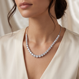 2.62 Ct Lab Created Diamond Graduated Round Necklace in 14K Fine Gold
