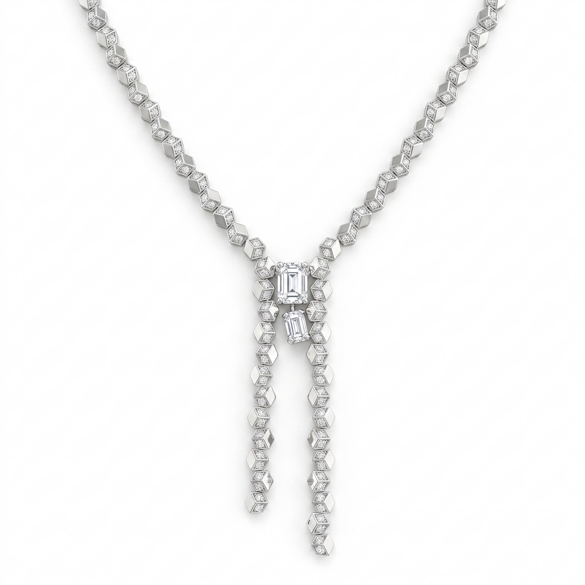 American Diamond Geometric Complete Jewelry Set in 925 Sterling Silver