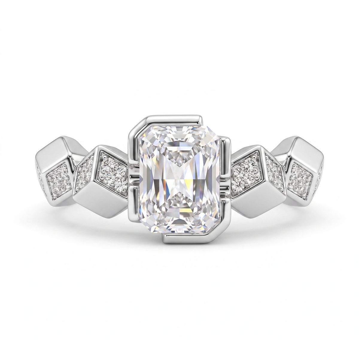 American Diamond Geometric Complete Jewelry Set in 925 Sterling Silver