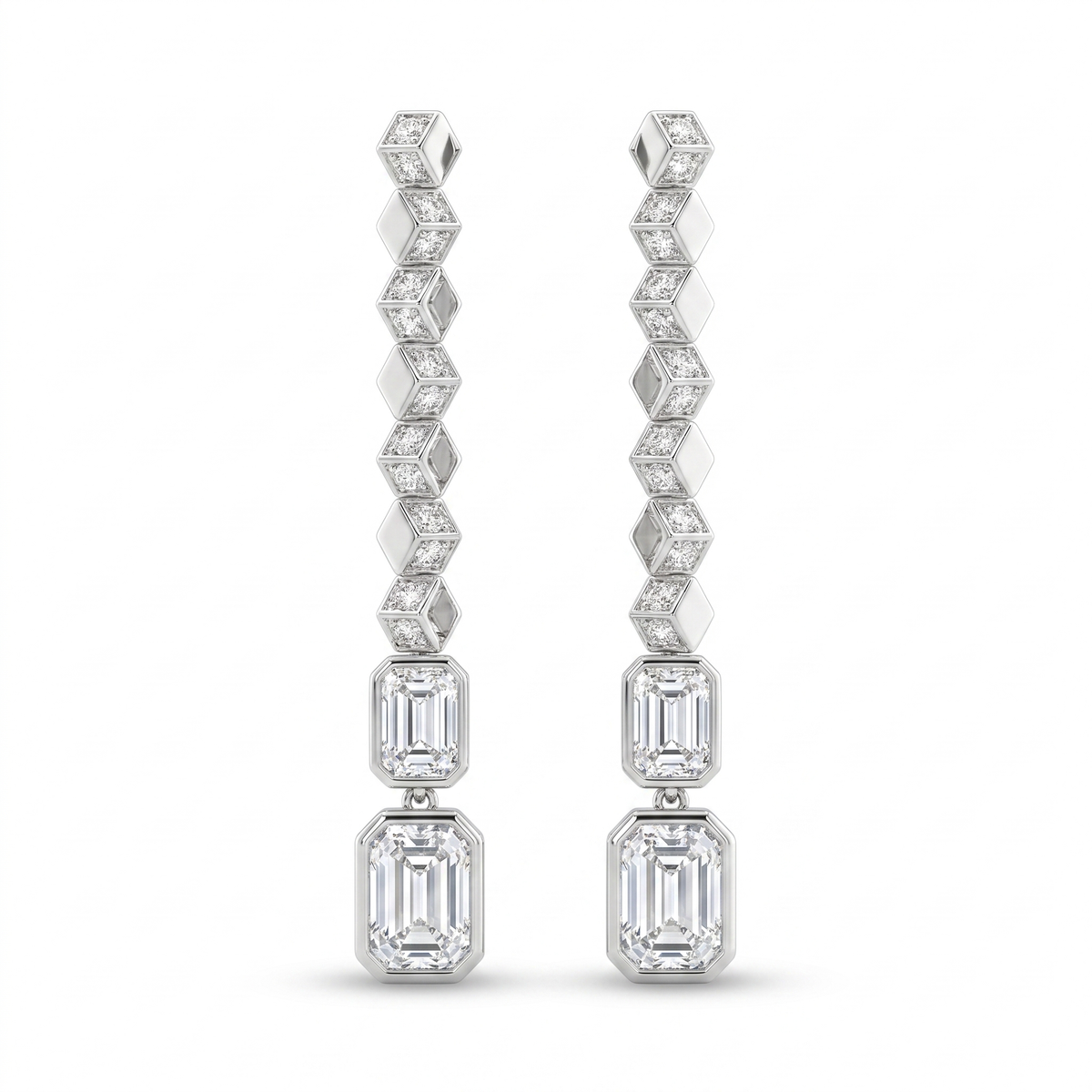 American Diamond Geometric Complete Jewelry Set in 925 Sterling Silver