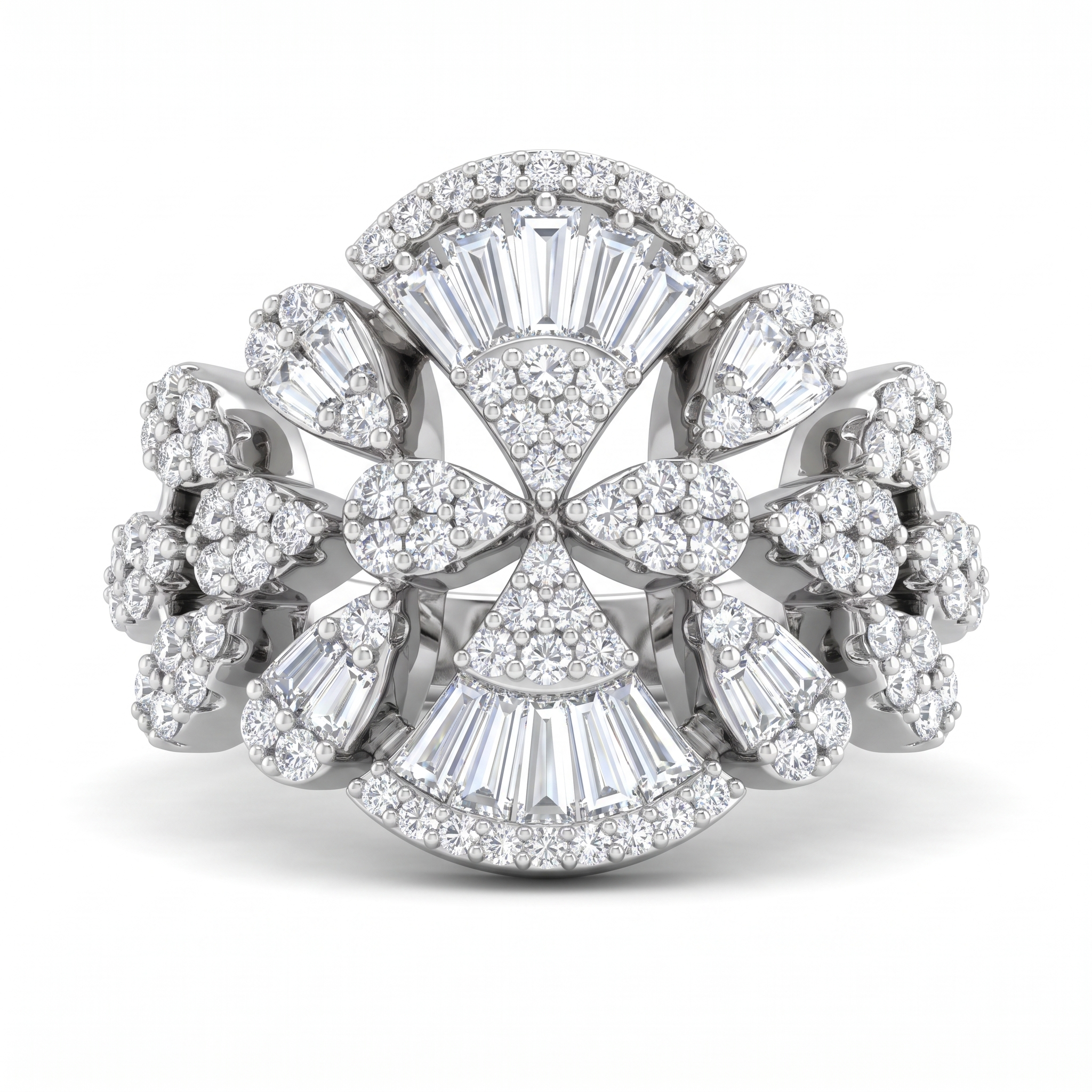 American Diamond Fan-Drop Complete Jewelry Set in 925 Sterling Silver Secondary image