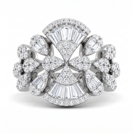 American Diamond Fan-Drop Complete Jewelry Set in 925 Sterling Silver