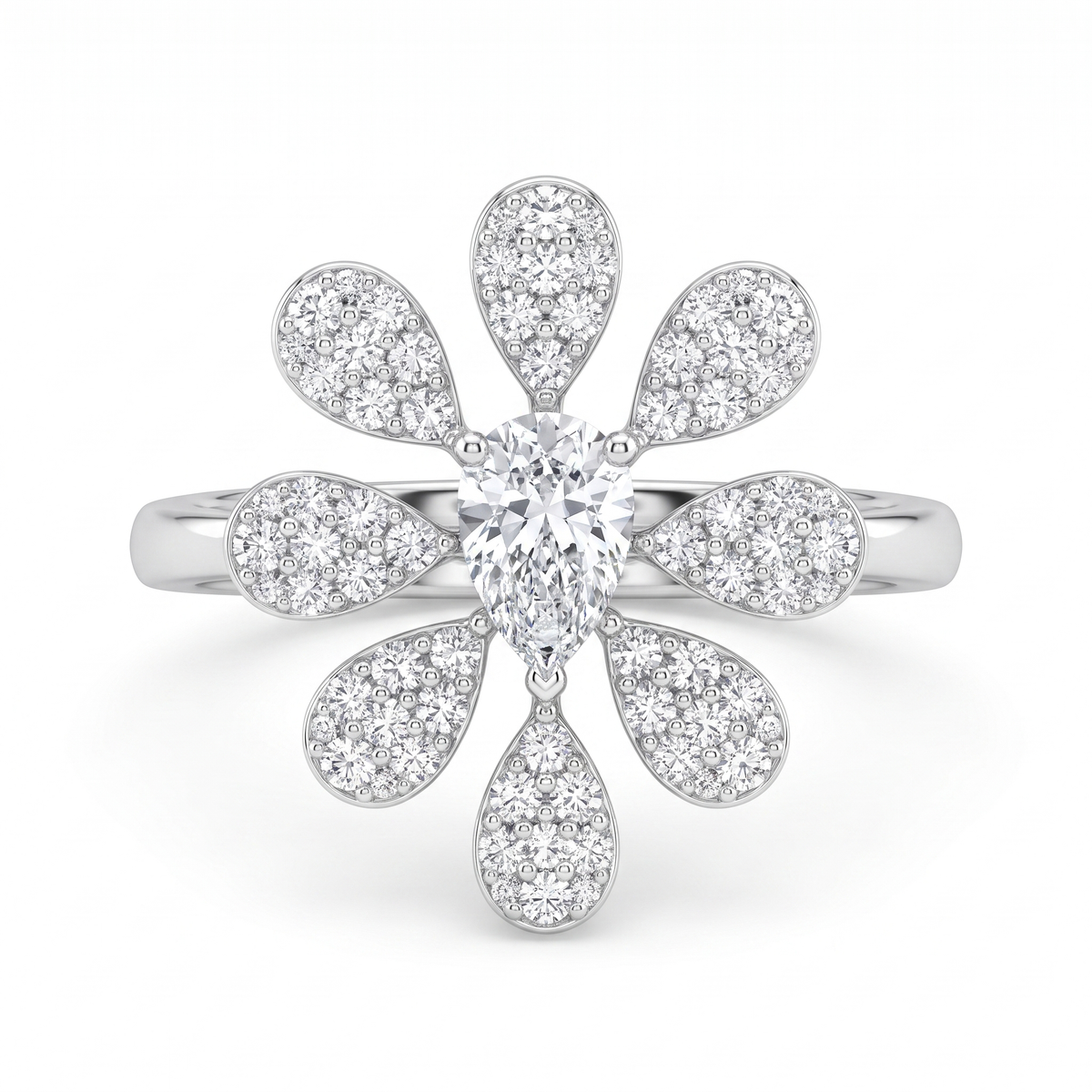 American Diamond Floral Drop Complete Jewelry Set in 925 Sterling Silver