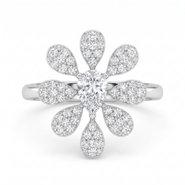 American Diamond Floral Drop Complete Jewelry Set in 925 Sterling Silver