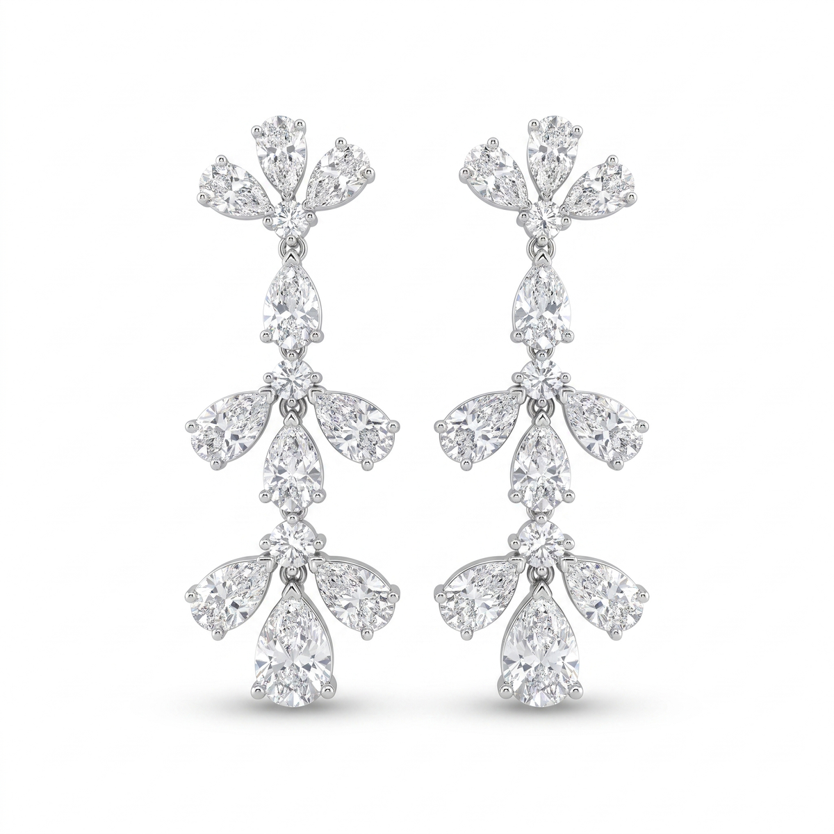 American Diamond Floral Drop Complete Jewelry Set in 925 Sterling Silver