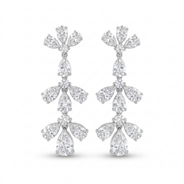 American Diamond Floral Drop Complete Jewelry Set in 925 Sterling Silver