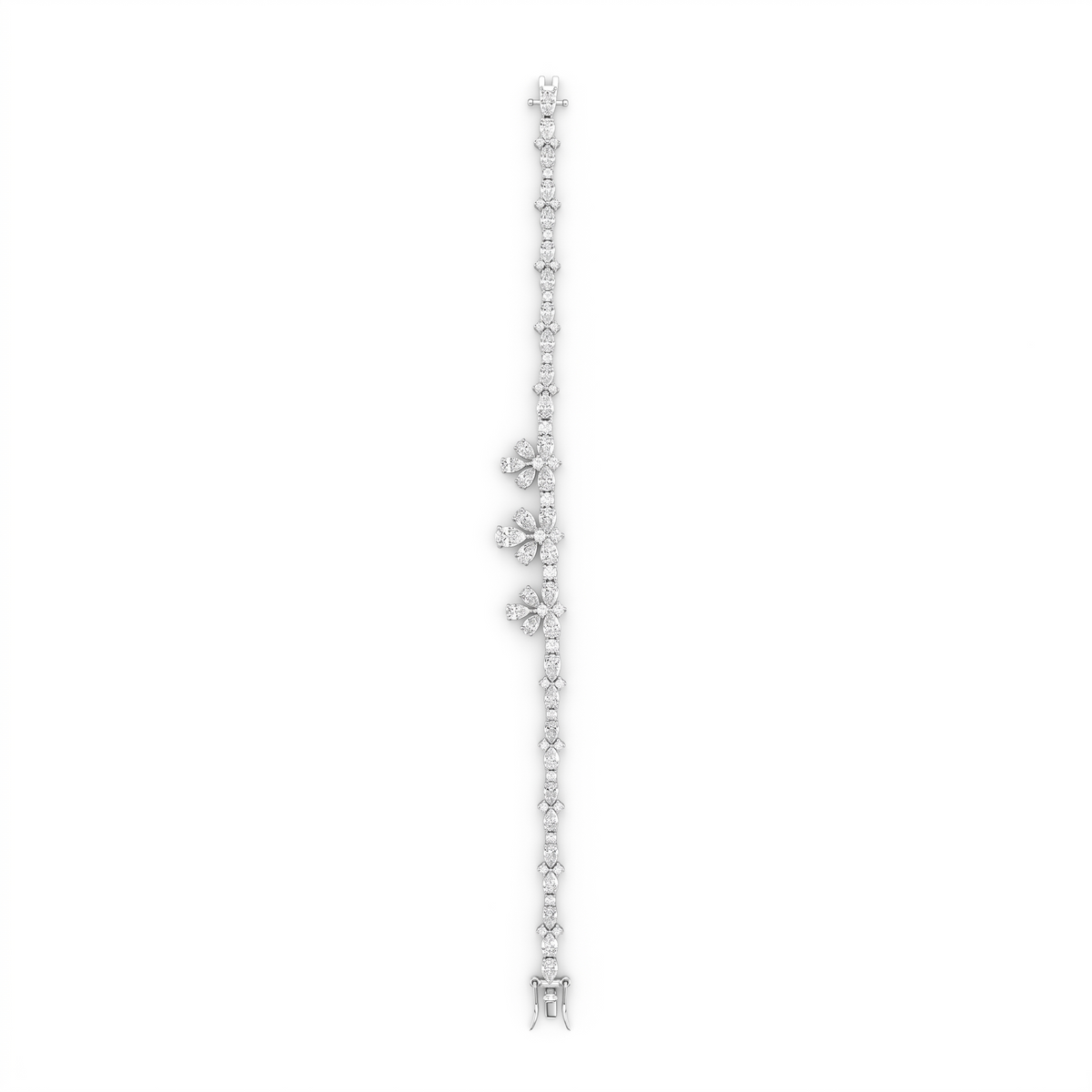 American Diamond Floral Drop Complete Jewelry Set in 925 Sterling Silver