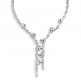 American Diamond Floral Drop Complete Jewelry Set in 925 Sterling Silver