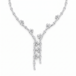 American Diamond Floral Drop Complete Jewelry Set in 925 Sterling Silver