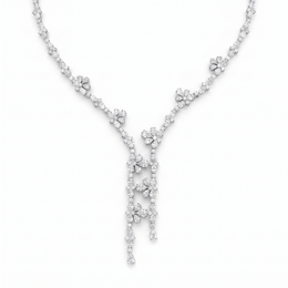 American Diamond Floral Drop Complete Jewelry Set in 925 Sterling Silver