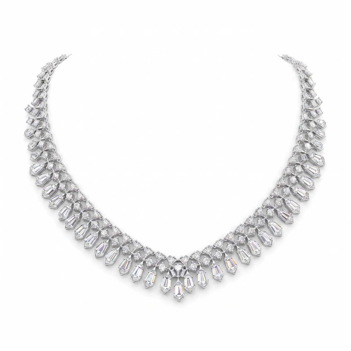 American Diamond Art Deco Baguette Complete Jewelry Set in 925 Sterling Silver